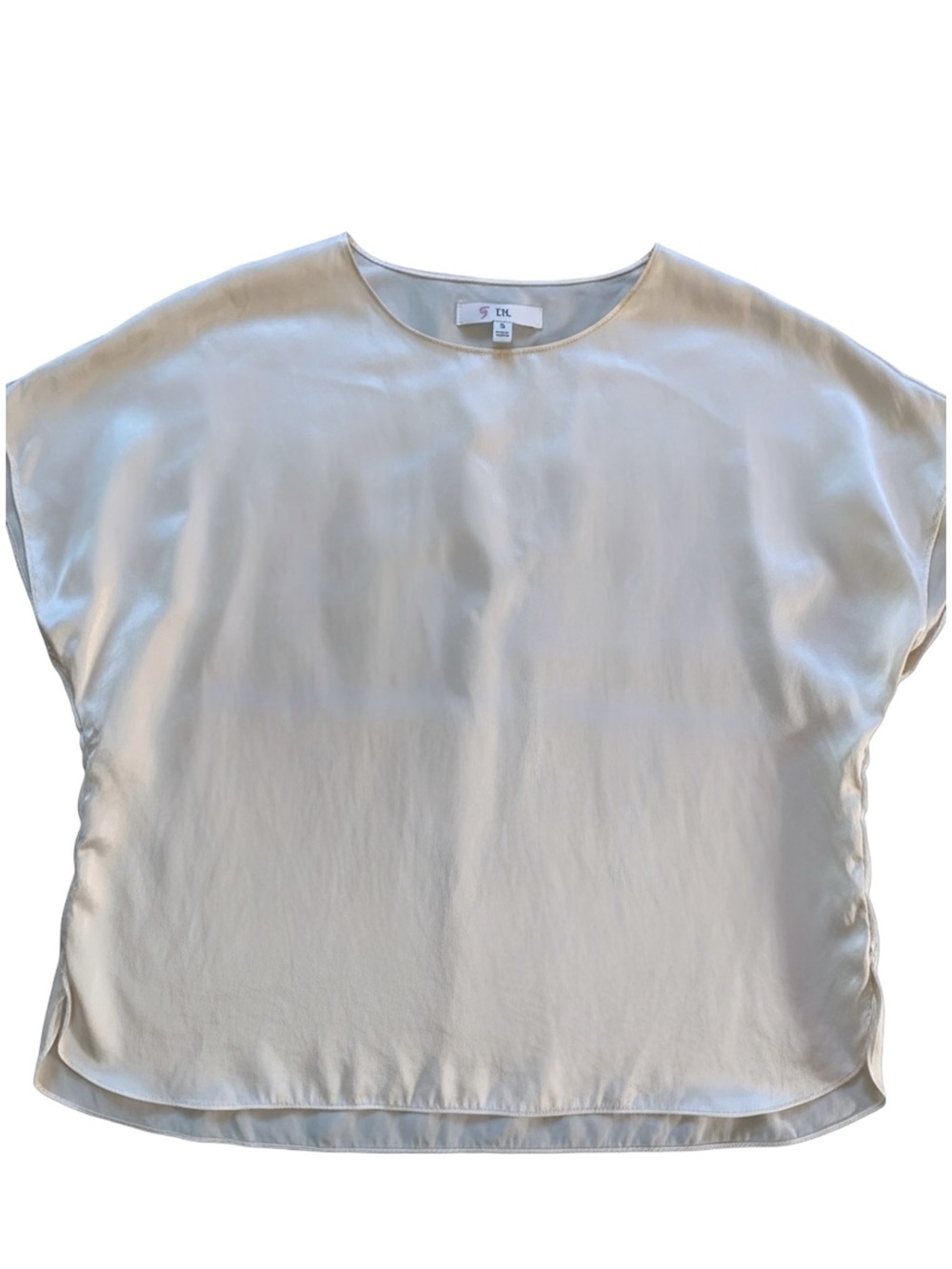 100% Silk Dolman Sleeve Blouse Minimalist Top Ivory Cream Banana Republic Size M - Picture 2 of 9